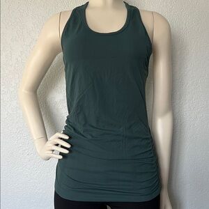 Athleta Racerback Workout Tank Green Small Textured Ruched Active
